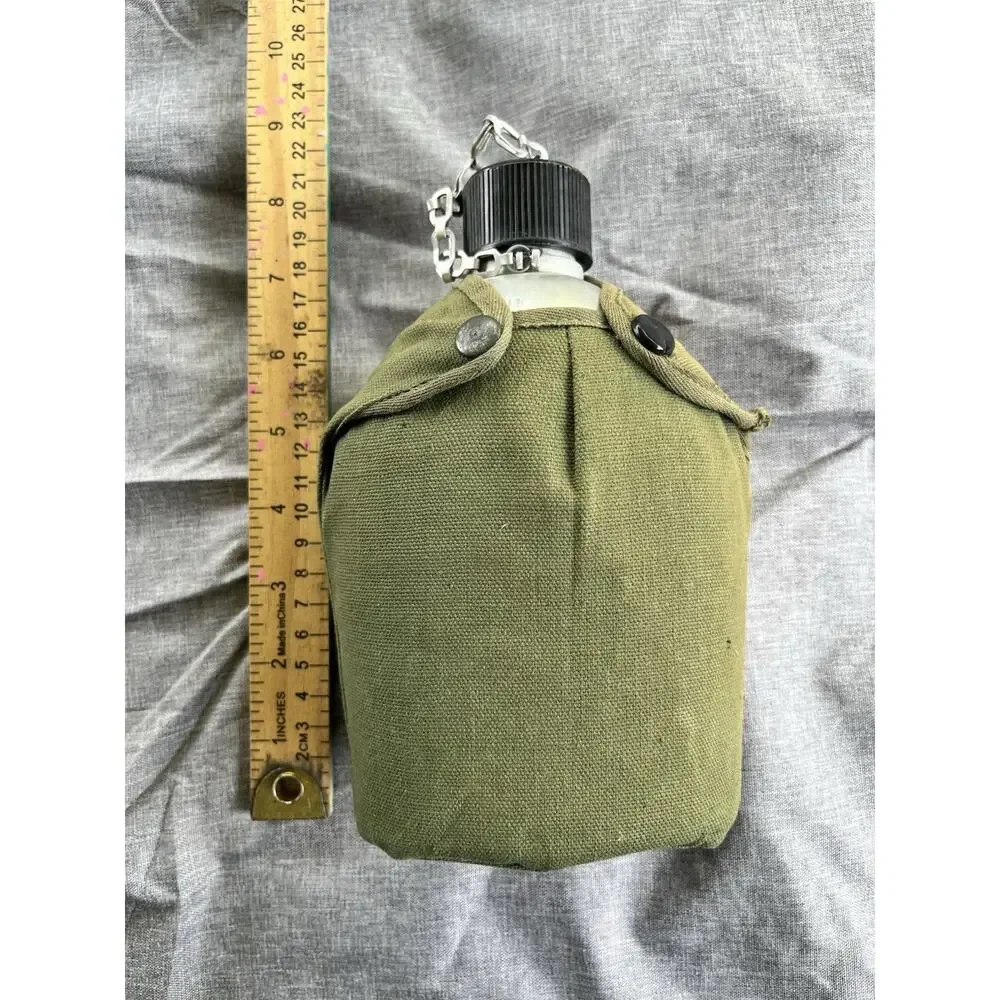 US Military Issue Vietnam Era Army USMC Water Canteen with Green Canvas Pouch U3